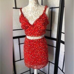 Emory Park Vibrant Red Patterned Mini Skirt